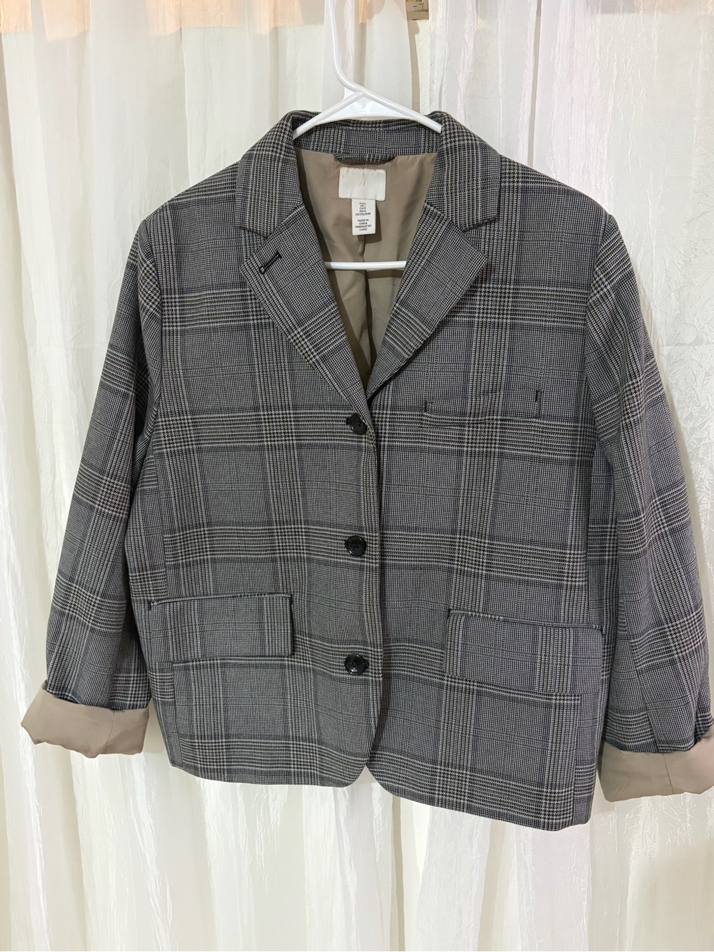 H&M Gray Plaid Women's Blazer Jacket